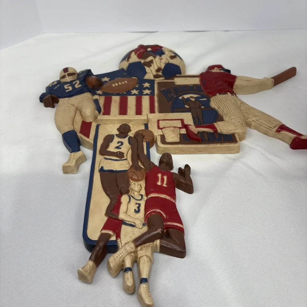 Vintage Homco 7628 Football Baseball Soccer 3D Wall Art‎ Sports Bar